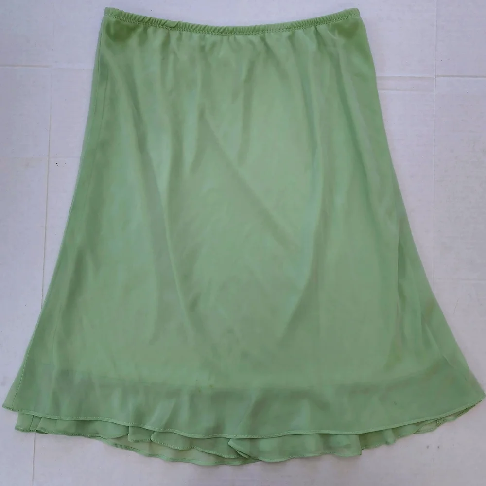 Top/skirt Mint Green 2 Piece Pleated Ruffle Chiffon Jewel Pin Top & Midi Skirt - Picture 14 of 15
